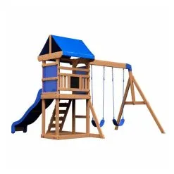 Backyard Discovery Tour De Jeu Aurora Avec Balançoires Et Toboggan Bleu