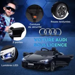 HOMCOM Véhicule électrique Enfant Audi RS E-tron GT V. Max. 5 Km/h Télécommande Effets Sonores + Lumineux Noir 11 HOMCOM Véhicule électrique Enfant Audi RS E-tron GT V. Max. 5 Km/h Télécommande Effets Sonores + Lumineux Noir -Jeux d'imitation Soldes B2CD 1915