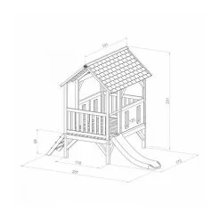 Axi House Maisonnette Akela Brun Blanc Avec Toboggan Rouge -Jeux d'imitation Soldes B2CD 1924