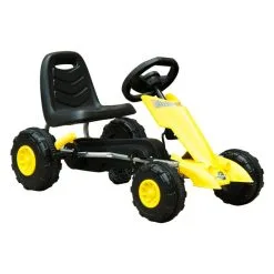 HOMCOM Kart à Pédales Go-Kart Enfants Avec Frein 88L X 51l X 48H Cm Jaune Noir