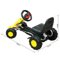 HOMCOM Kart à Pédales Go-Kart Enfants Avec Frein 88L X 51l X 48H Cm Jaune Noir -Jeux d'imitation Soldes B2CD 1955