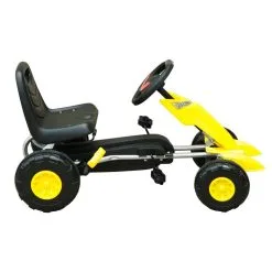 HOMCOM Kart à Pédales Go-Kart Enfants Avec Frein 88L X 51l X 48H Cm Jaune Noir -Jeux d'imitation Soldes B2CD 1956