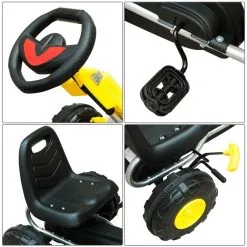 HOMCOM Kart à Pédales Go-Kart Enfants Avec Frein 88L X 51l X 48H Cm Jaune Noir -Jeux d'imitation Soldes B2CD 1957