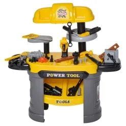 HOMCOM Etabli Et Outils Pour Enfants Jeu D'imitation 64 Accessoires Inclus Jaune Et Gris -Jeux d'imitation Soldes B2CD 196