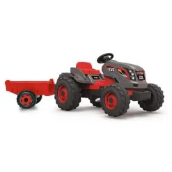 SMOBY Tracteur Stronger Gris/rouge XXL Et Sa Remorque