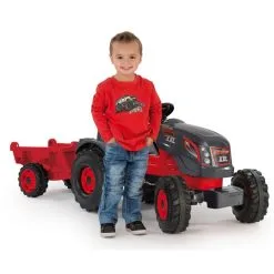 SMOBY Tracteur Stronger Gris/rouge XXL Et Sa Remorque -Jeux d'imitation Soldes B2CD 1967
