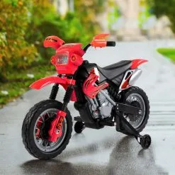 HOMCOM Moto Cross électrique Enfant 3 à 6 Ans 6 V Phares Klaxon Musiques 102 X 53 X 66 Cm Rouge Et Noir -Jeux d'imitation Soldes B2CD 1987