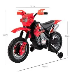 HOMCOM Moto Cross électrique Enfant 3 à 6 Ans 6 V Phares Klaxon Musiques 102 X 53 X 66 Cm Rouge Et Noir -Jeux d'imitation Soldes B2CD 1988