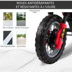 HOMCOM Moto Cross électrique Enfant 3 à 6 Ans 6 V Phares Klaxon Musiques 102 X 53 X 66 Cm Rouge Et Noir -Jeux d'imitation Soldes B2CD 1991