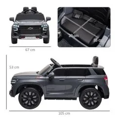 HOMCOM Voiture Véhicule électrique Enfant Chevrolet Tahoe 12 V - V. Max. 3 Km/h - Effets Sonores, Lumineux - Télécommande, Port USB, MP3 - Gris -Jeux d'imitation Soldes B2CD 2034