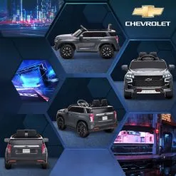 HOMCOM Voiture Véhicule électrique Enfant Chevrolet Tahoe 12 V - V. Max. 3 Km/h - Effets Sonores, Lumineux - Télécommande, Port USB, MP3 - Gris -Jeux d'imitation Soldes B2CD 2036