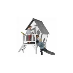 Axi House AXI Beach Cabin XL Maisonnette Gris Blanc Toboggan Gris -Jeux d'imitation Soldes B2CD 2098