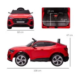 HOMCOM Voiture Véhicule électrique Enfant E-tron Sportback S Line 12 V - V. Max. 8 Km/h - Effets Sonores, Lumineux - Télécommande, Port USB, MP3 - Rouge -Jeux d'imitation Soldes B2CD 2107