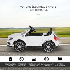 HOMCOM Voiture Véhicule électrique Enfant 6 V Vitesse 3 Km/h Télécommande Effets Sonores + Lumineux Mercedes GLA AMG Blanc -Jeux d'imitation Soldes B2CD 2138