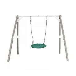 Axi House AXI Portique En Bois Gris Blanc Avec Balancoire Siege Nid Rond