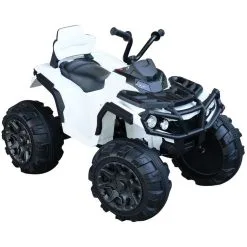 HOMCOM Voiture 4x4 Quad Buggy électrique Enfant 3 à 6 Ans Effets Lumineux Musique V. Max. 3 Km/h Batterie Rechargeable Lecteur MP3 Multifonction Blanc
