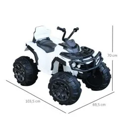 HOMCOM Voiture 4x4 Quad Buggy électrique Enfant 3 à 6 Ans Effets Lumineux Musique V. Max. 3 Km/h Batterie Rechargeable Lecteur MP3 Multifonction Blanc -Jeux d'imitation Soldes B2CD 2157