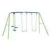 OUTSUNNY Balançoire 3 Agrès Portique Avec 2 Balançoires Et Face à Face Dim. 2,8L X 1,4l X 1,78H M Métal époxy Anticorrosion PE Vert Bleu -Jeux d'imitation Soldes B2CD 2161