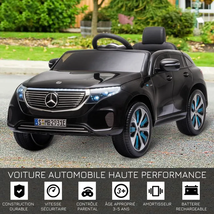HOMCOM Voiture Véhicule électrique Enfants 12 V - V. Max. 5 Km/h Effets Sonores + Lumineux Mercedes EQC 400 4matic Noir 6 HOMCOM Voiture Véhicule électrique Enfants 12 V - V. Max. 5 Km/h Effets Sonores + Lumineux Mercedes EQC 400 4matic Noir – Image 4