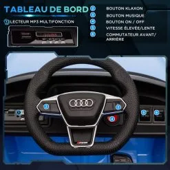 HOMCOM Véhicule électrique Enfant Audi RS E-tron GT V. Max. 5 Km/h Télécommande Effets Sonores + Lumineux Bleu -Jeux d'imitation Soldes B2CD 2212
