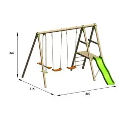 Trigano Portique Balançoire Et Toboggan Bois TUTTI -Jeux d'imitation Soldes B2CD 2260