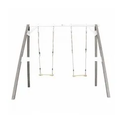 Axi House AXI Portique Double 2 Balancoires En Bois Gris Blanc 160x254x207cm