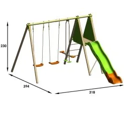 Trigano Portique Aire De Jeux En Bois Et Métal OTPIMA Avec Toboggan -Jeux d'imitation Soldes B2CD 2301