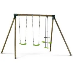 Habitat Et Jardin Portique Bois Lana - Avec 2 Balançoires Et 1 Vis-à-vis.