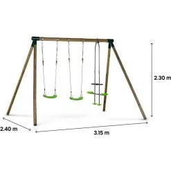 Habitat Et Jardin Portique Bois Lana - Avec 2 Balançoires Et 1 Vis-à-vis. -Jeux d'imitation Soldes B2CD 2305