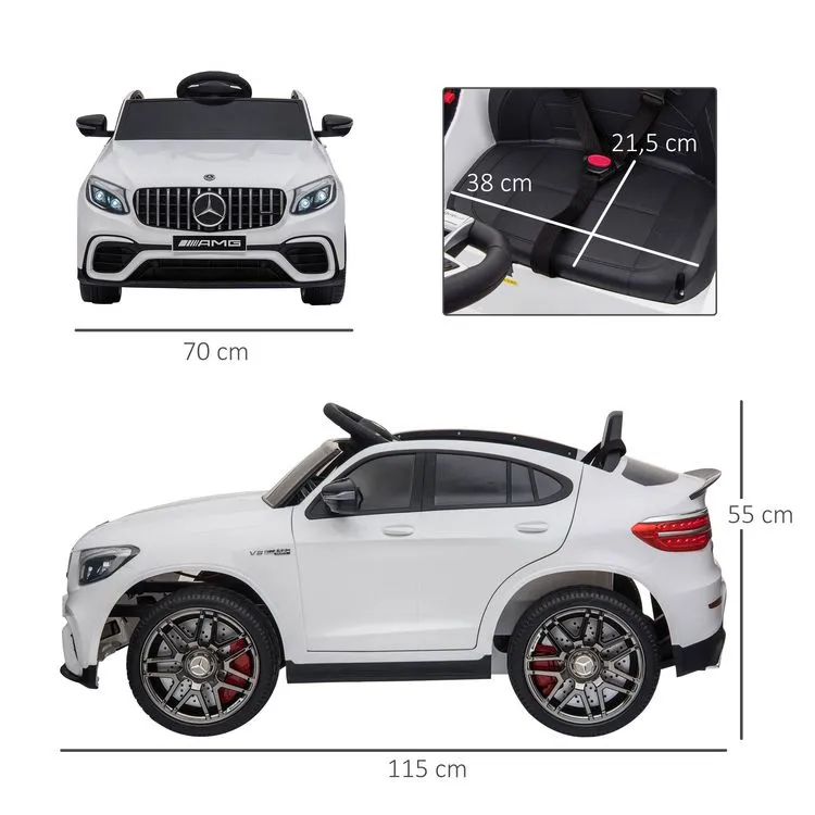 HOMCOM Voiture Véhicule électrique Enfants 12 V 35 W V. 3-5 Km/h Télécommande Effets Sonores + Lumineux Blanc Mercedes GLC AMG 5 HOMCOM Voiture Véhicule électrique Enfants 12 V 35 W V. 3-5 Km/h Télécommande Effets Sonores + Lumineux Blanc Mercedes GLC AMG – Image 3
