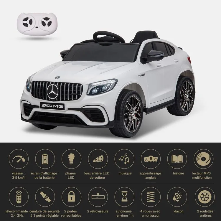 HOMCOM Voiture Véhicule électrique Enfants 12 V 35 W V. 3-5 Km/h Télécommande Effets Sonores + Lumineux Blanc Mercedes GLC AMG 7 HOMCOM Voiture Véhicule électrique Enfants 12 V 35 W V. 3-5 Km/h Télécommande Effets Sonores + Lumineux Blanc Mercedes GLC AMG – Image 5