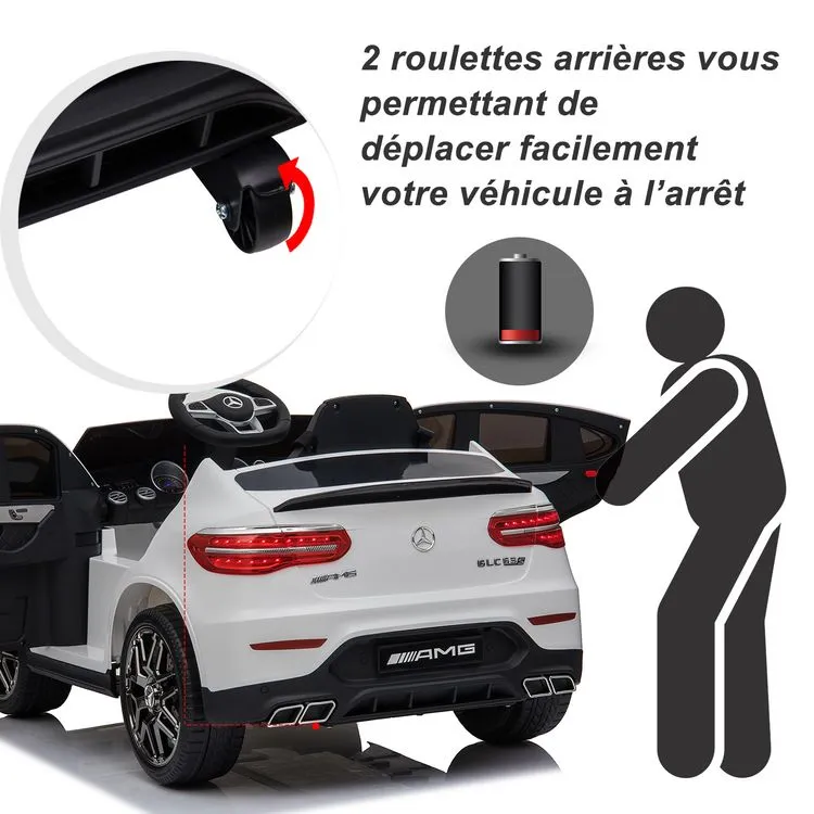 HOMCOM Voiture Véhicule électrique Enfants 12 V 35 W V. 3-5 Km/h Télécommande Effets Sonores + Lumineux Blanc Mercedes GLC AMG 8 HOMCOM Voiture Véhicule électrique Enfants 12 V 35 W V. 3-5 Km/h Télécommande Effets Sonores + Lumineux Blanc Mercedes GLC AMG – Image 6