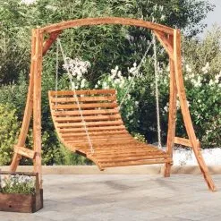 VIDAXL Lit Balançoire Bois Courbe Avec Finition En Teck 115x147x46 Cm