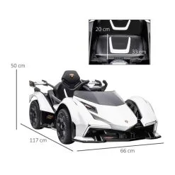 HOMCOM Voiture électrique Enfants De Sport Hypercar Lambo 12 V - V. Max. 5 Km/h Effets Sonores Et Lumineux Télécommande Blanc -Jeux d'imitation Soldes B2CD 2365