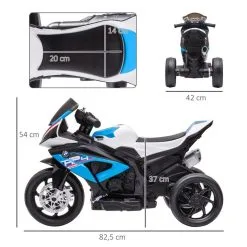 HOMCOM Moto électrique Pour Enfant BMW HP4 Race 3 Roues 6 V 2,5 Km/h Phare Effets Sonores Bleu -Jeux d'imitation Soldes B2CD 2387