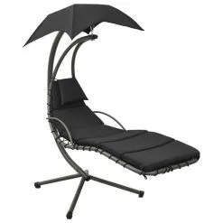 VIDAXL Balancelle De Jardin Noir Et Gris 190x90x200 Cm Tissu