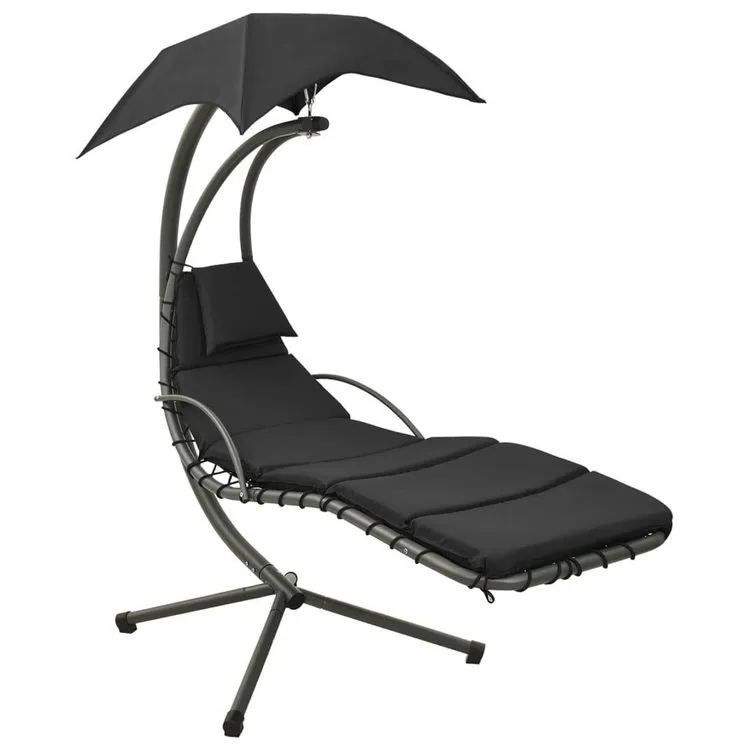 VIDAXL Balancelle De Jardin Noir Et Gris 190x90x200 Cm Tissu 3 VIDAXL Balancelle De Jardin Noir Et Gris 190x90x200 Cm Tissu