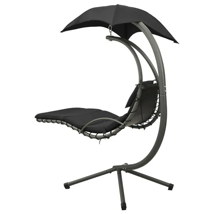 VIDAXL Balancelle De Jardin Noir Et Gris 190x90x200 Cm Tissu 6 VIDAXL Balancelle De Jardin Noir Et Gris 190x90x200 Cm Tissu – Image 4