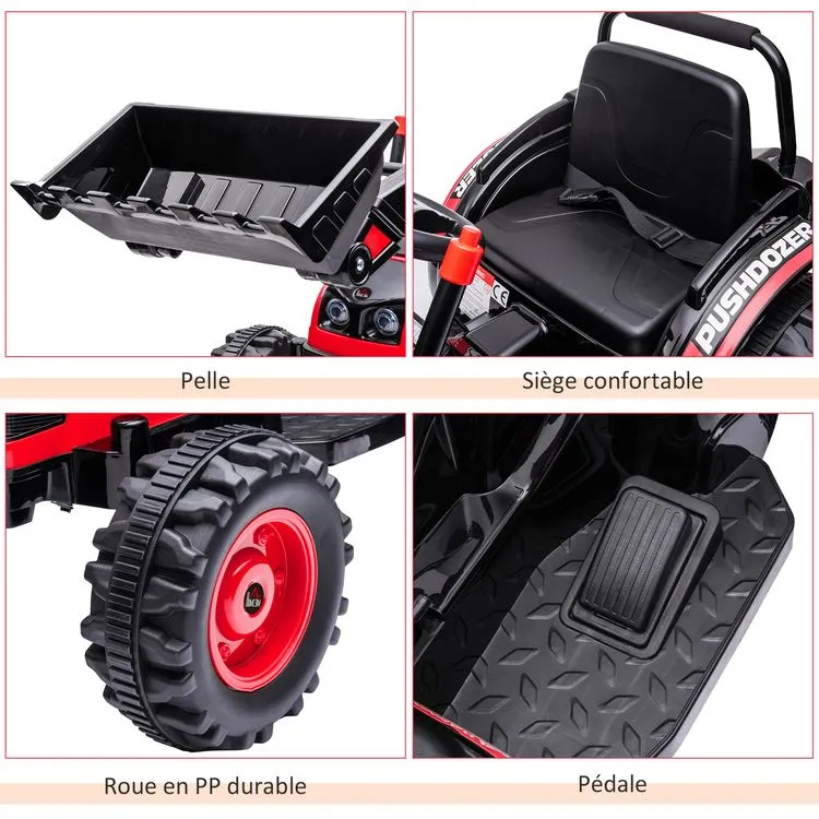 HOMCOM Tracteur électrique Enfant - Tractopelle Enfants 6V - V. Max. 2,5 Km/h - Effets Lumineux Sonores - Pelle Manuelle - Métal PP Noir Rouge 7 HOMCOM Tracteur électrique Enfant - Tractopelle Enfants 6V - V. Max. 2,5 Km/h - Effets Lumineux Sonores - Pelle Manuelle - Métal PP Noir Rouge – Image 5