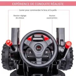 HOMCOM Tracteur électrique Enfant - Tractopelle Enfants 6V - V. Max. 2,5 Km/h - Effets Lumineux Sonores - Pelle Manuelle - Métal PP Noir Rouge 13 HOMCOM Tracteur électrique Enfant - Tractopelle Enfants 6V - V. Max. 2,5 Km/h - Effets Lumineux Sonores - Pelle Manuelle - Métal PP Noir Rouge -Jeux d'imitation Soldes B2CD 2434