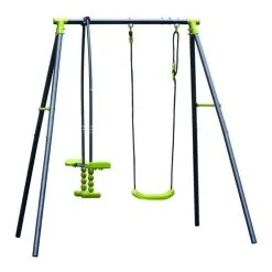 GDLC Balançoire En Acier 3 Places Jeu De Jardin Charge Max 50 Kg Sièges Polypropylène Structure Acier Robuste GDLC