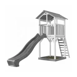 Axi House AXI Structure De Jeu Beach Tower Blanc Gris Avec Toboggan Gris