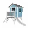 Axi House AXI Maisonnette Lodge XL En Bois Bleue Toboggan Blanc -Jeux d'imitation Soldes B2CD 2472