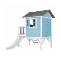 Axi House AXI Maisonnette Lodge XL En Bois Bleue Toboggan Blanc -Jeux d'imitation Soldes B2CD 2474
