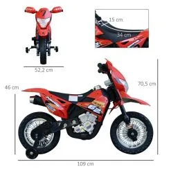 HOMCOM Motocross électrique 35 W Enfant 3 à 6 Ans Dim. 109L X 52,5l X 70,5H Cm Roulettes Amovibles Rouge 10 HOMCOM Motocross électrique 35 W Enfant 3 à 6 Ans Dim. 109L X 52,5l X 70,5H Cm Roulettes Amovibles Rouge -Jeux d'imitation Soldes B2CD 2494