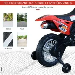 HOMCOM Motocross électrique 35 W Enfant 3 à 6 Ans Dim. 109L X 52,5l X 70,5H Cm Roulettes Amovibles Rouge 13 HOMCOM Motocross électrique 35 W Enfant 3 à 6 Ans Dim. 109L X 52,5l X 70,5H Cm Roulettes Amovibles Rouge -Jeux d'imitation Soldes B2CD 2497