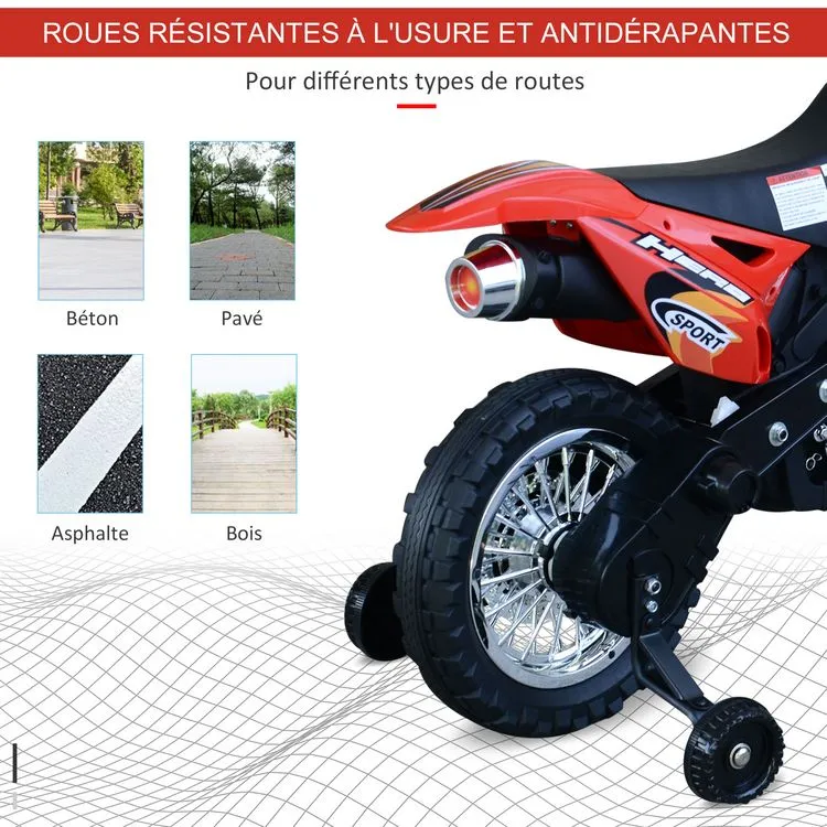 HOMCOM Motocross électrique 35 W Enfant 3 à 6 Ans Dim. 109L X 52,5l X 70,5H Cm Roulettes Amovibles Rouge 8 HOMCOM Motocross électrique 35 W Enfant 3 à 6 Ans Dim. 109L X 52,5l X 70,5H Cm Roulettes Amovibles Rouge – Image 6