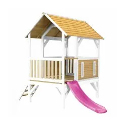 Axi House Maisonnette Akela Brun Blanc Avec Toboggan Violet