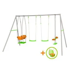 Trigano Portique Métal LUCA 2,20m -4 Agrès + 1 F/F + 1 SBB -Jeux d'imitation Soldes B2CD 2516