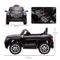 HOMCOM Voiture Véhicule électrique Enfant 12 V - Télécommande Parentale Fournie - V. Max. 3 Km/h - Effets Sonores, Lumineux - Jeep Grand Cherokee Noir -Jeux d'imitation Soldes B2CD 2532